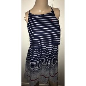 Nautica Striped Blue Dress Sleeveless Sz 10 Summer